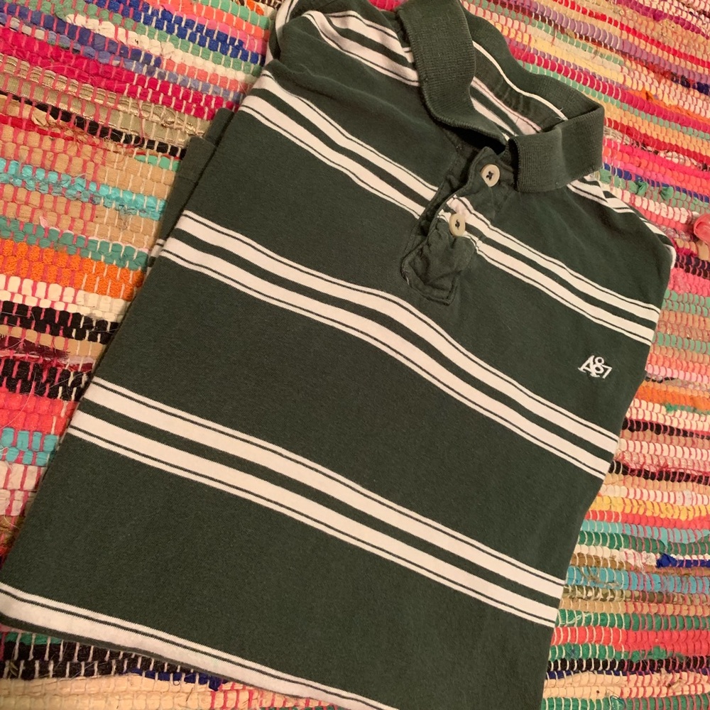 Green and White Aeropostale Boys Collared Tshirt